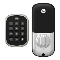 Yale YRD136-ZW2-619 Pro Pushbutton Deadbolt Z-Wave Key Free, Satin Nickel